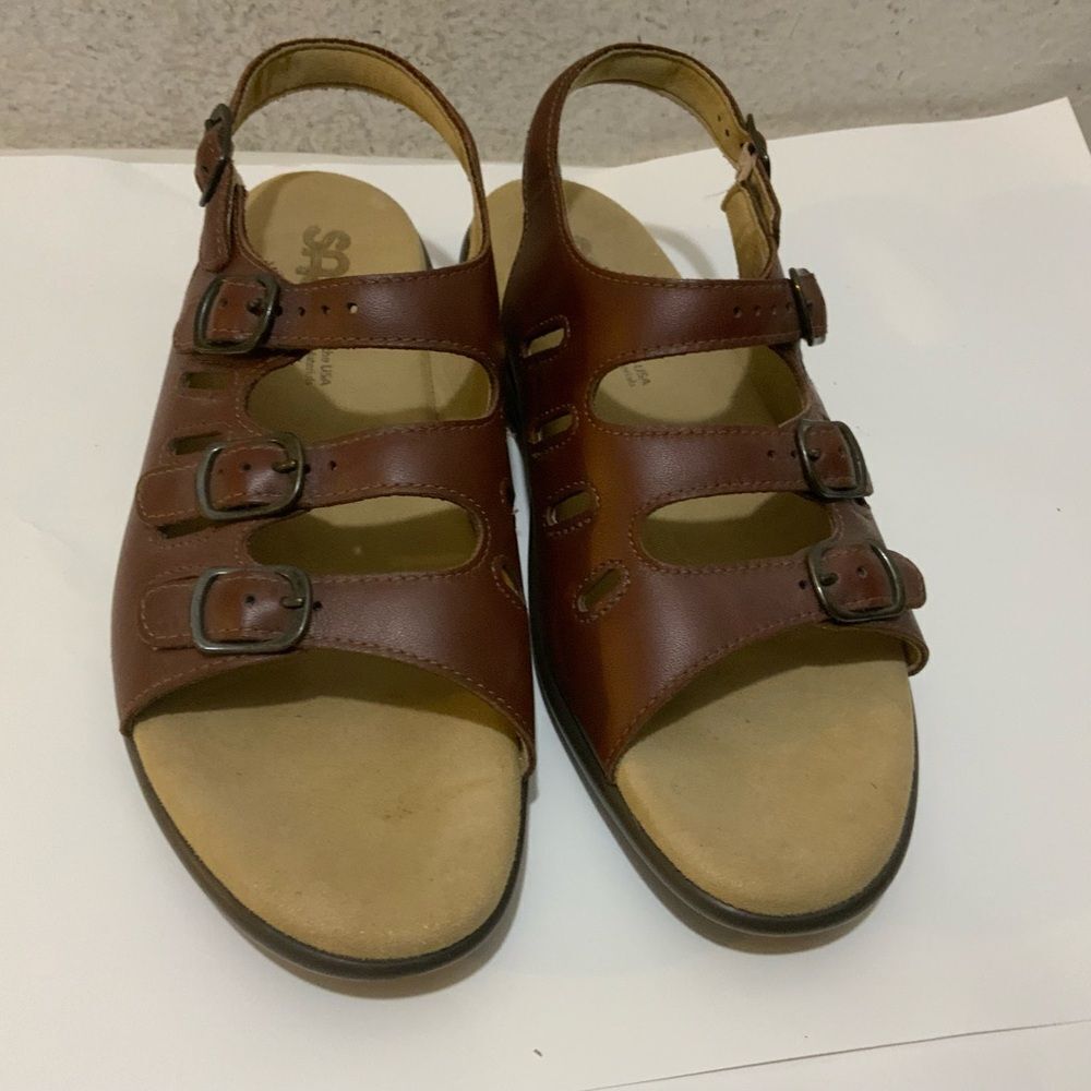 SAS Women's Mystic Brown Leather Tripad Comfort Strappy Sandals Size 8.5 M EUC
